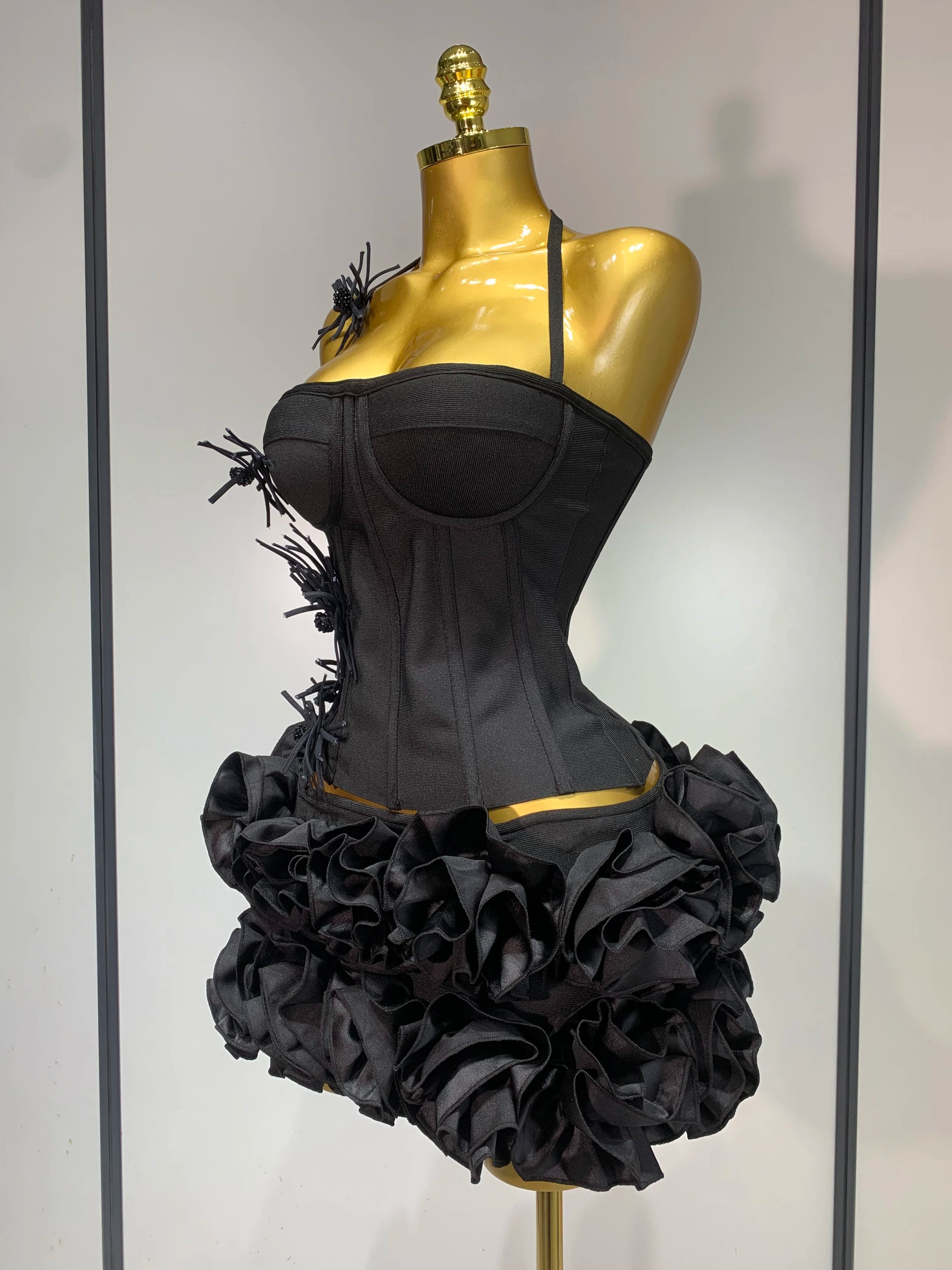 Women Sexy Halter Prom Gown Fashion Celebrity Club Party Two Piece Set Cocktail Elegant Luxury Birthday Party Bandage Outfit