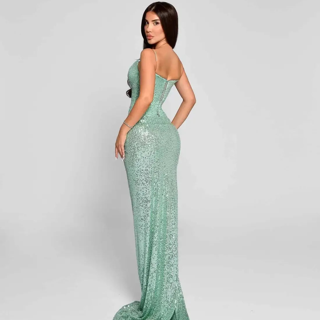 Shinning Sequins Women Sexy Strap Bodycon Long Maxi Dress Fashion Celebrate Nightclub Party Birthday Photo Shoot Wear