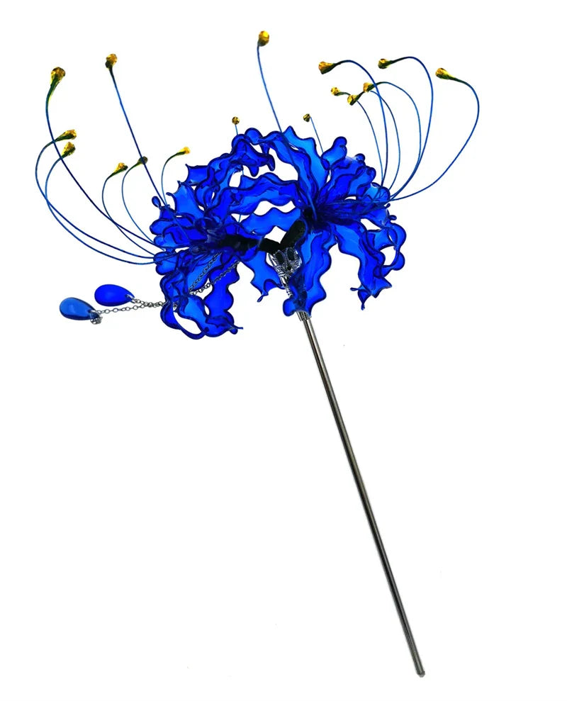 Handmade Lycoris Radiata Flower Hairpin Kanzashi Hair Stick for Kimono Hair Accessory Cosplay Decor Ornament Women Girl Jewelry