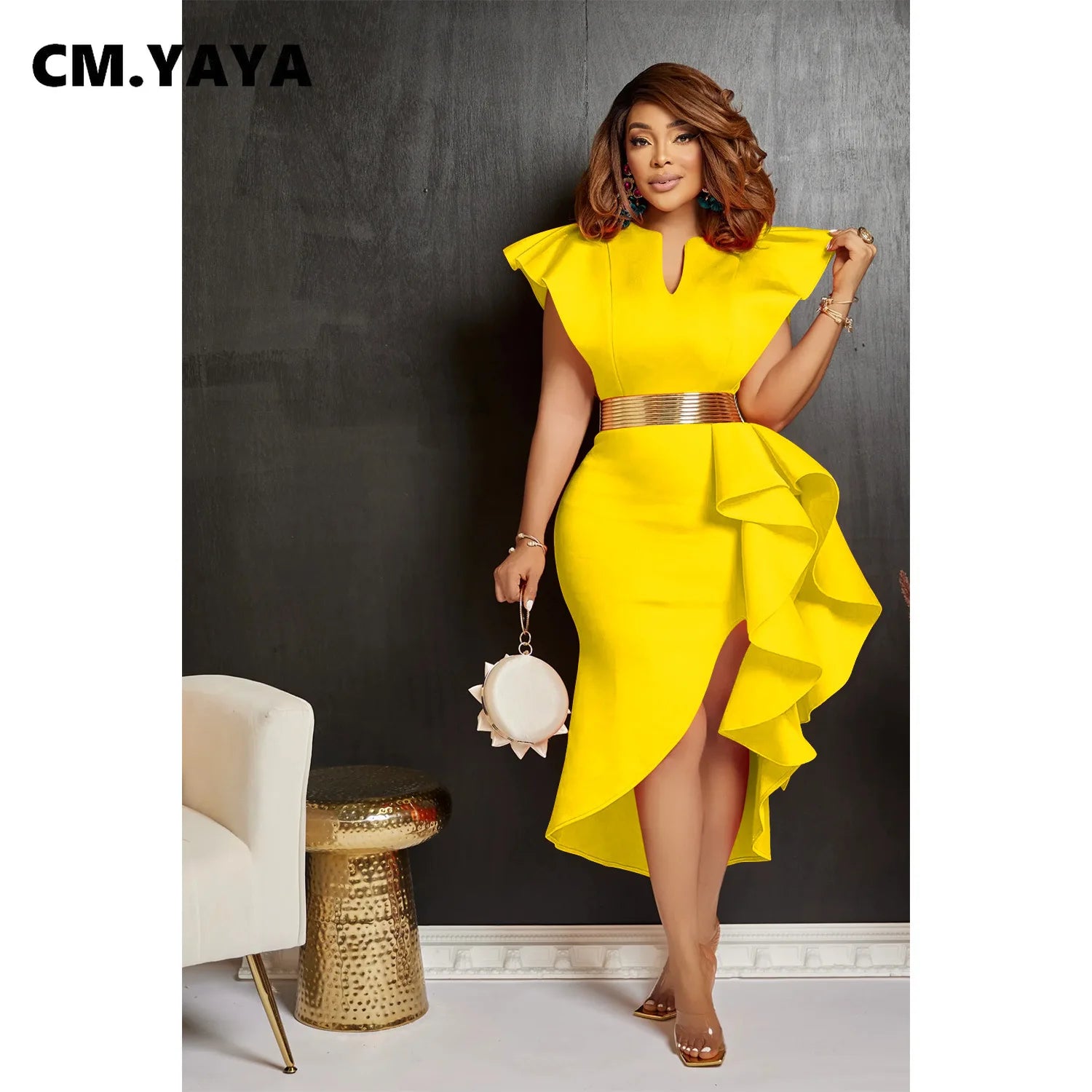 Women Flare Short Sleeve High Side Split Ruffles Bodycon Midi Dress 2023 Autumn Vestidos Sexy Party Birthday Dresses