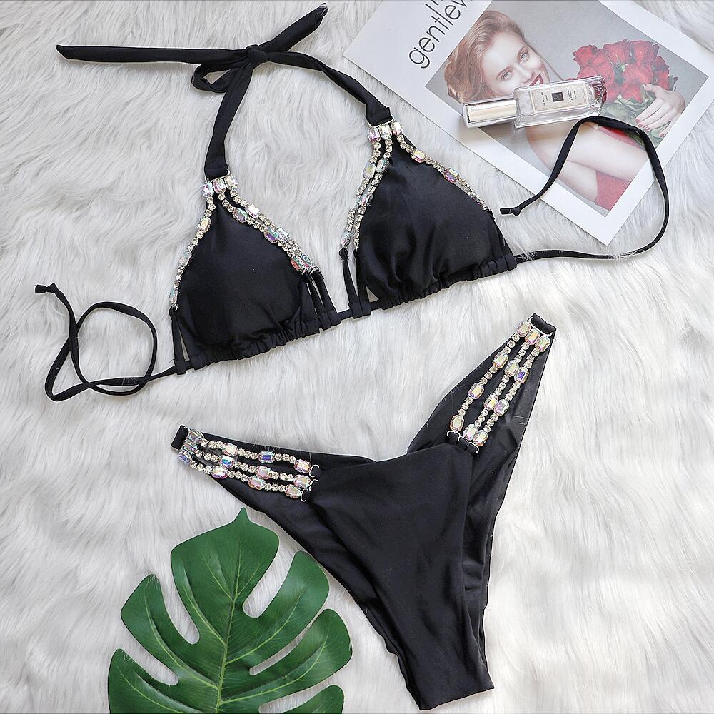 SAWFUW Sexy Swimsuit For Women Luxury Clothing Rhinestone Bikini Woman 2023 Trend Beach Wear Elegant Sets Swimwear