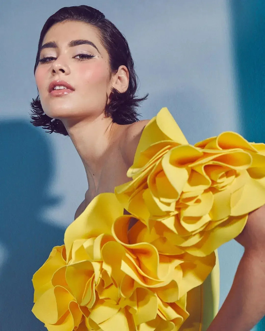 Solid Yellow Women Sexy 3D Flower One Piece Swimsuit Swimwear Off Shoulder Beachwear Summer Monokini Surf Wear Bathing Suit