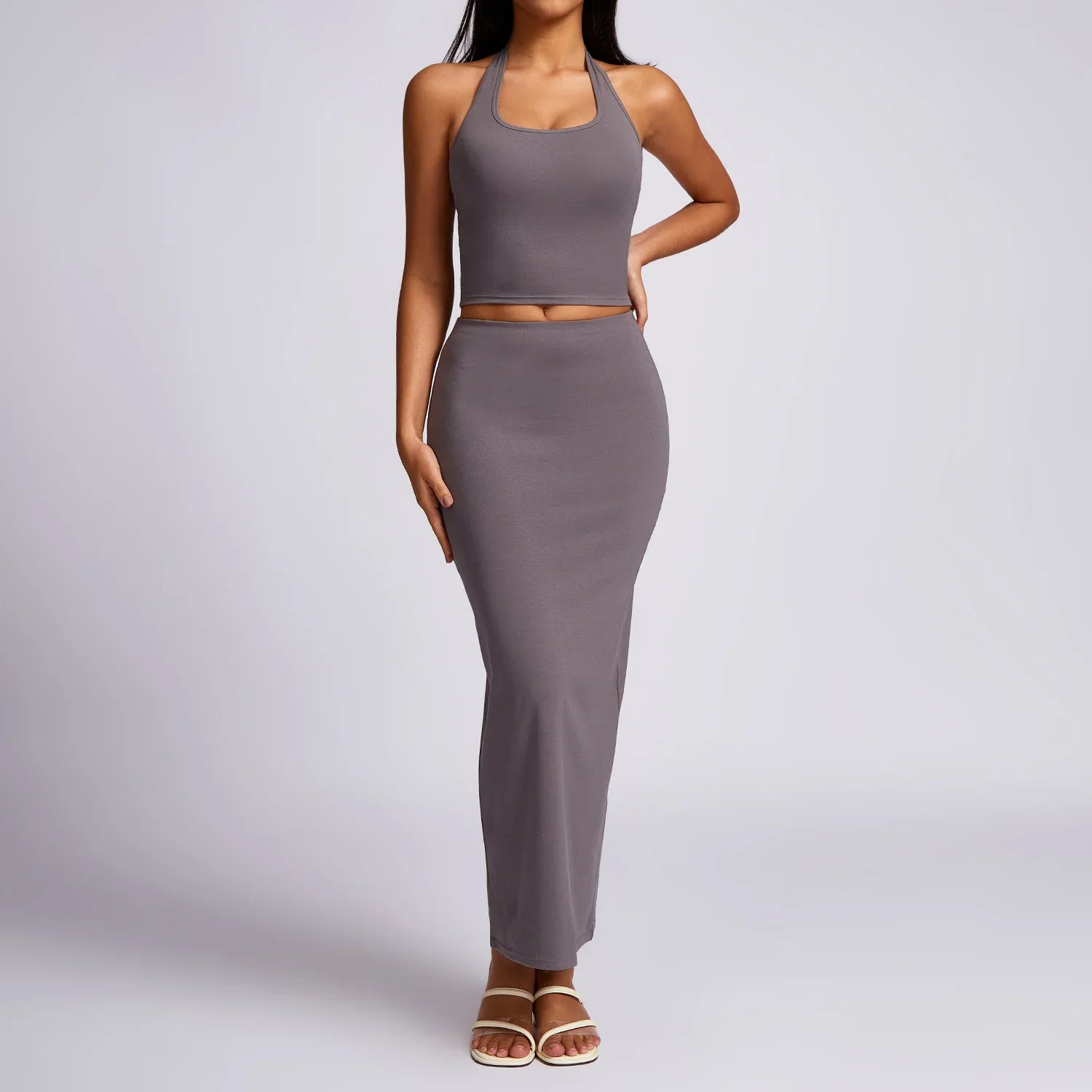 New Yoga Set Workout Clothes Fitness Suits Sports Bra High Waist Leggings 2 Piece Women High Stretch Gym Outfit grey-1