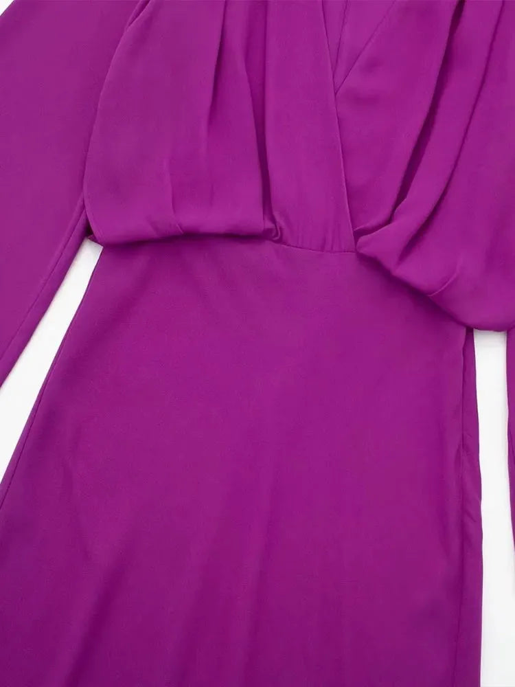 Bohemian Solid V-Neck Dress Women Elegant Flared Sleeve Female Midi Dresses New Spring Loose Beachwear Vintage Casual Vestidos