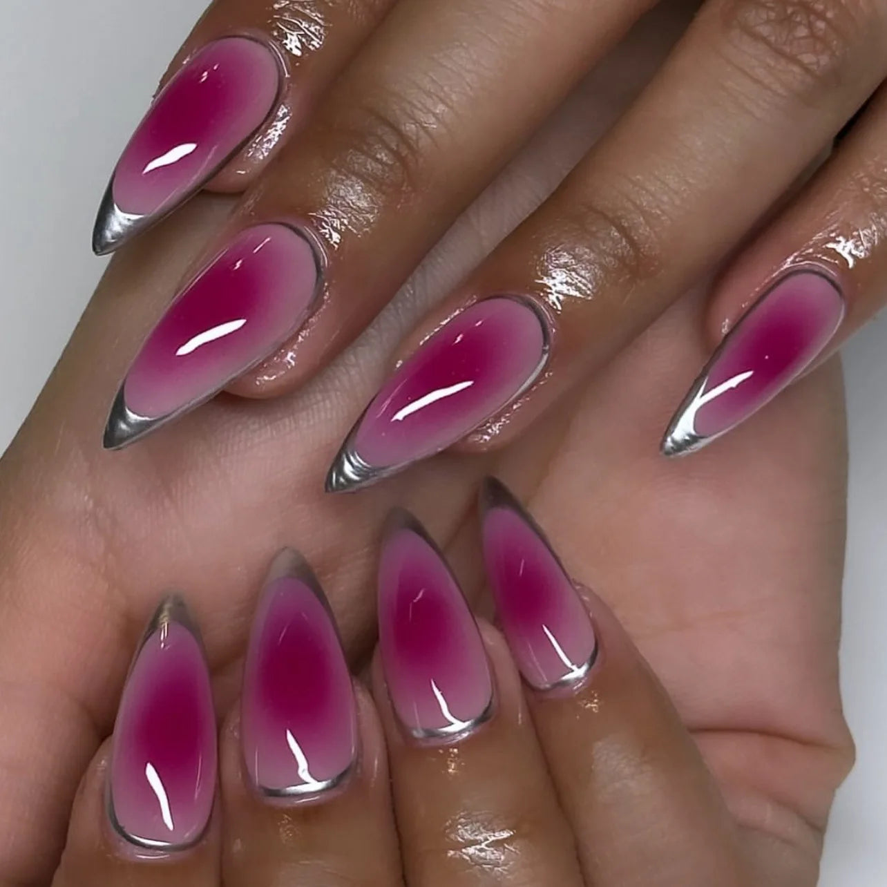 24Pcs Long Press on Nail Full Cover Rainbow Jump Color Design Gradient Stiletto Almond Manicure Simple Style Acrylic Fake Nails 1