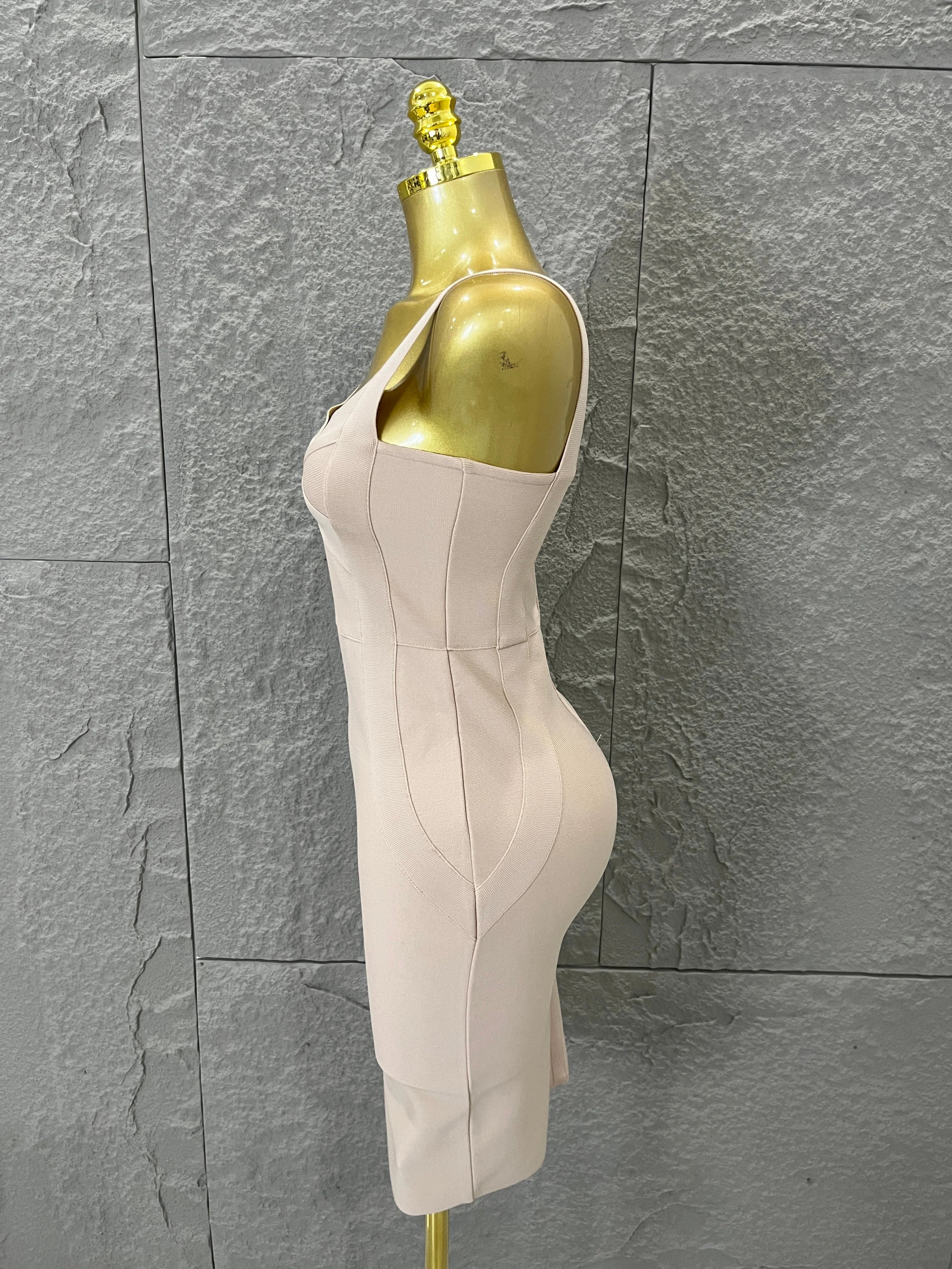 Elegant Sweetheart Neck Bandage Dress Crisscross Bust Slim Fit Midi Evening Banquet Formal Dinner Wedding Guest Cocktail Outfit