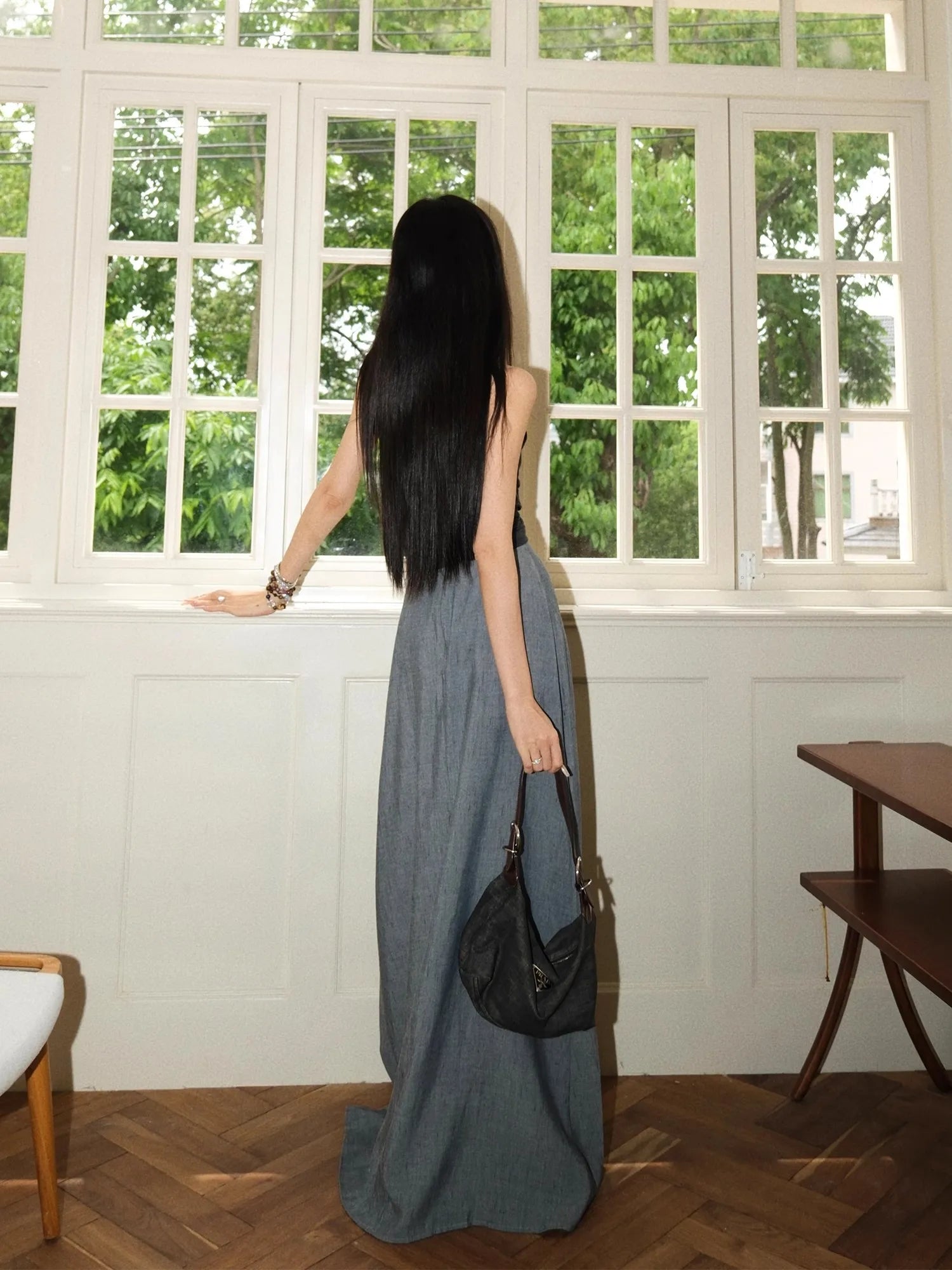 Lautaro Spring Summer Flowy Soft Thin Floor Length A Line Skirt Women High Waist Elegant Chic Extra Long Luxury Designer Clothes