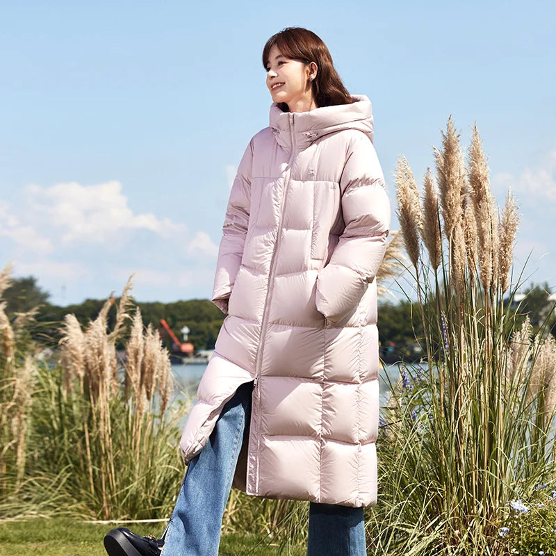 Semir Down Jacket Women Long Warm Winter New Loose Waterproof Hooded Jacket