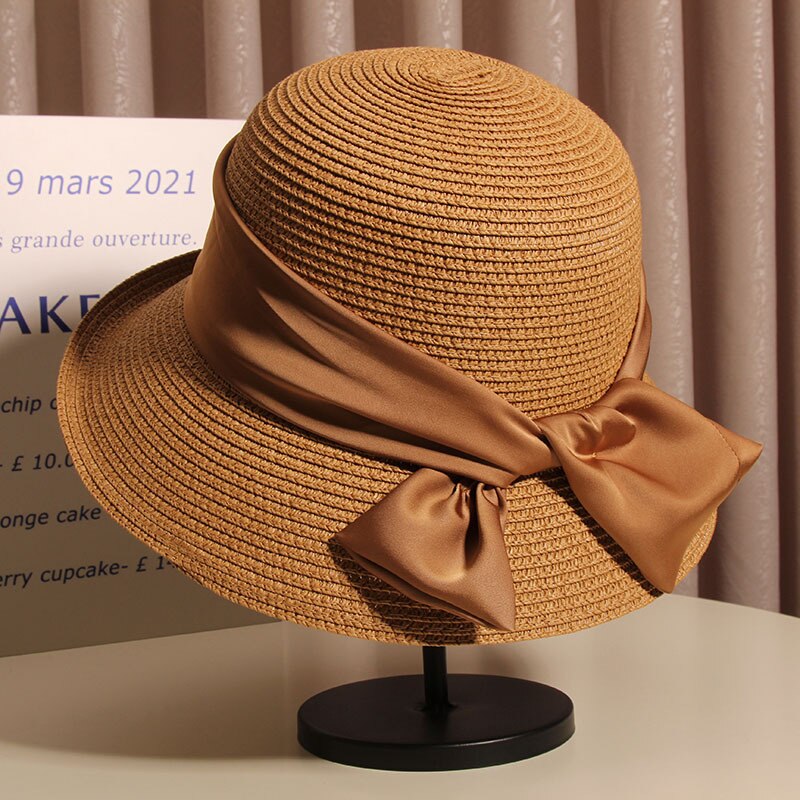 Women's hats for the sun Beach outing Luxury straw hat sunhat Golf cap summer new panama Visor Fashion elegant women caps 2024 3 56-58cm