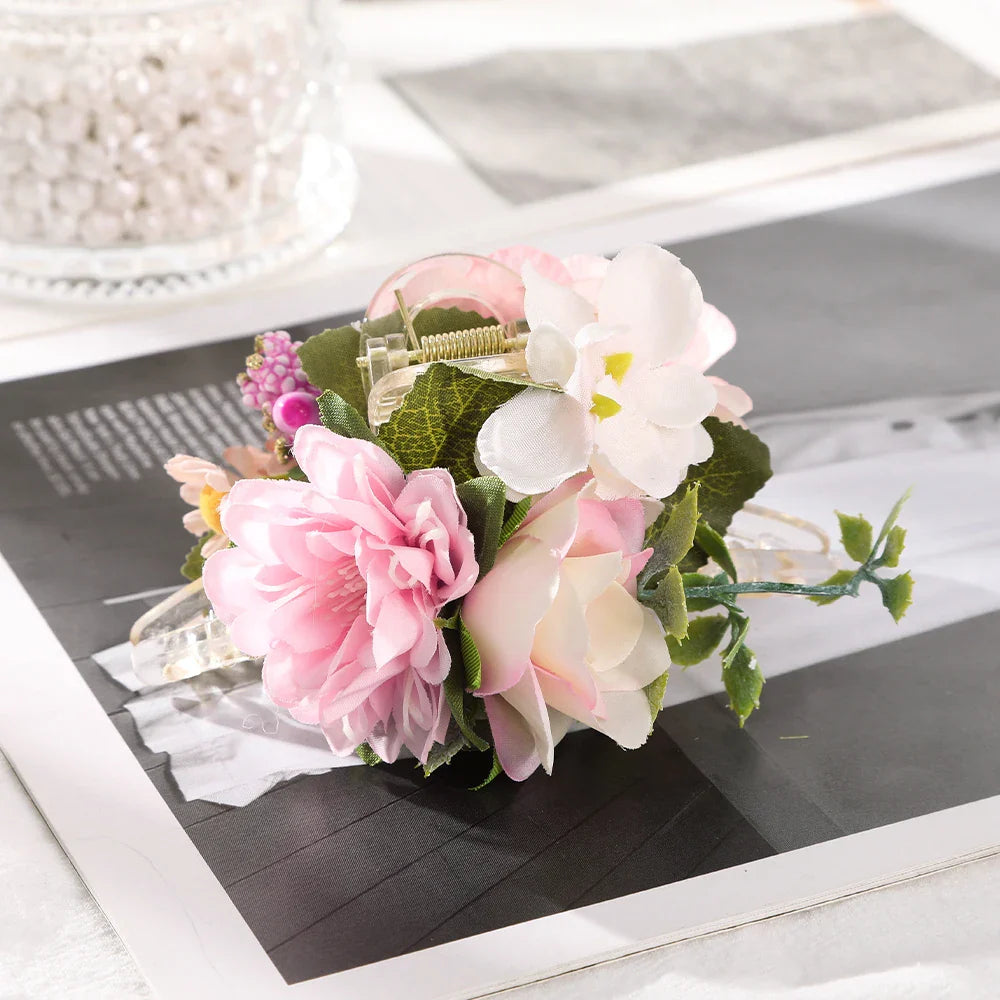 Haimeikang Large Size Flower Hair Clip Claws Hair Crab For Thick Hair Barrettes Hairpins Women Summer Fashion Hair Accessories 0409B-11cm