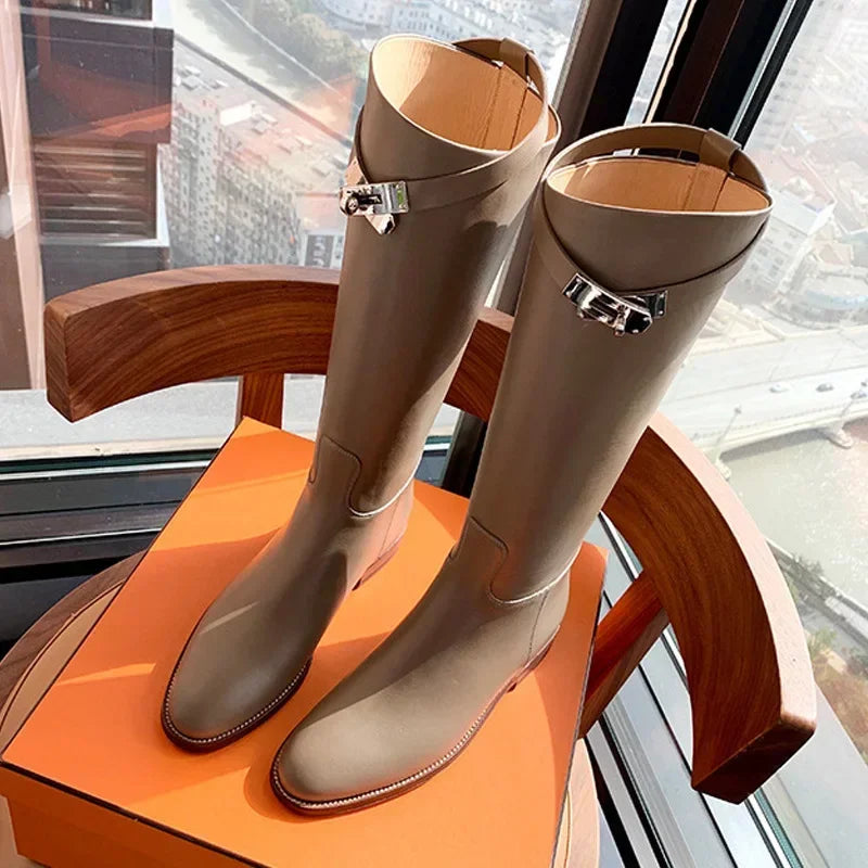 Hot New Simple Thigh-high Boots Women's Thick Soles But Knee Elongated Thigh-high Boots