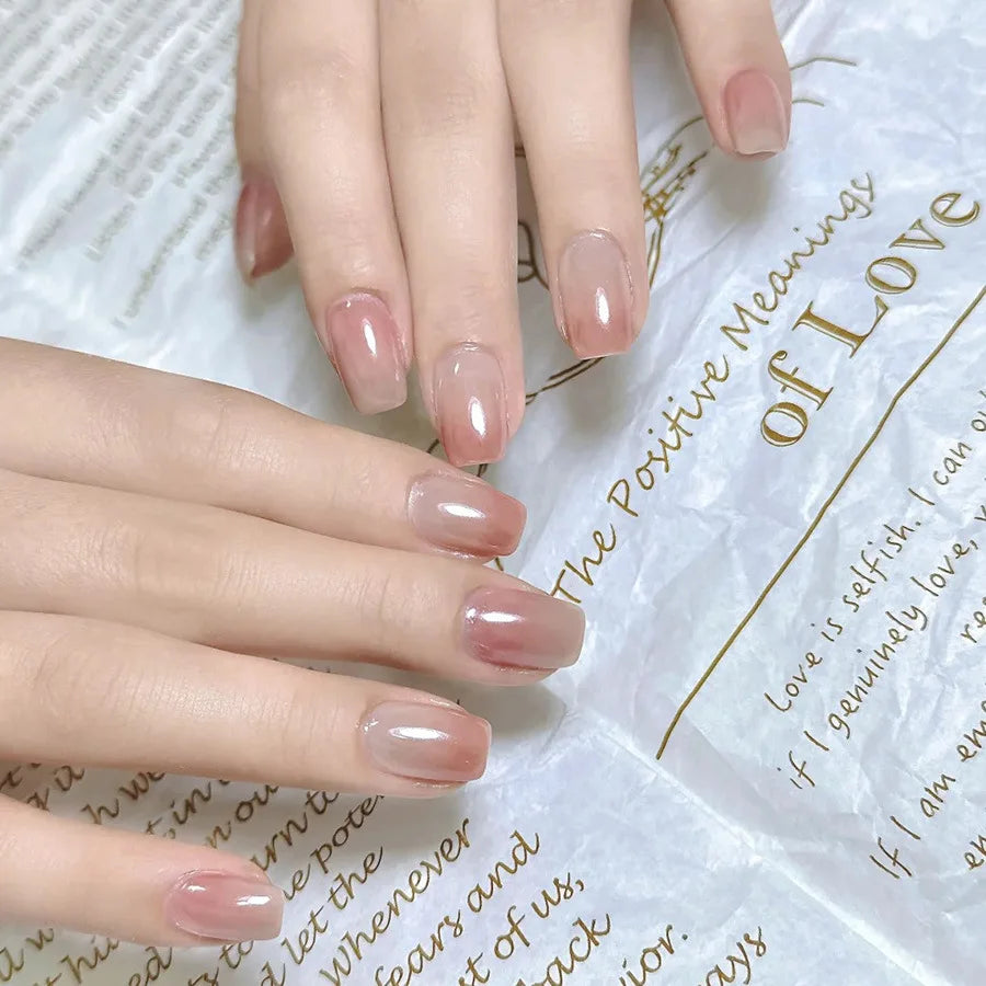 24pcs/set Short medium long fake nails colorful gradient Y2K sunset heart leopard print square ballet tips press on false nail 2131