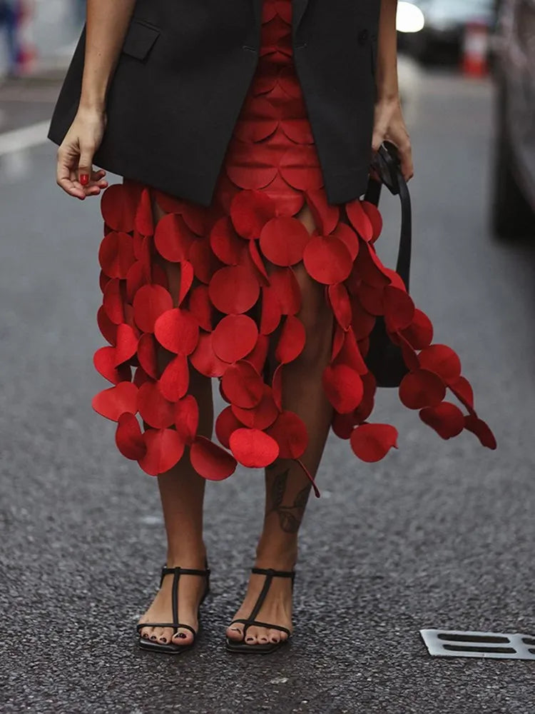 Solid Minimalist Skirts For Women High Waist Patchwork Dot A Line Skirt Elegant Temperament Skirt Female Fashion