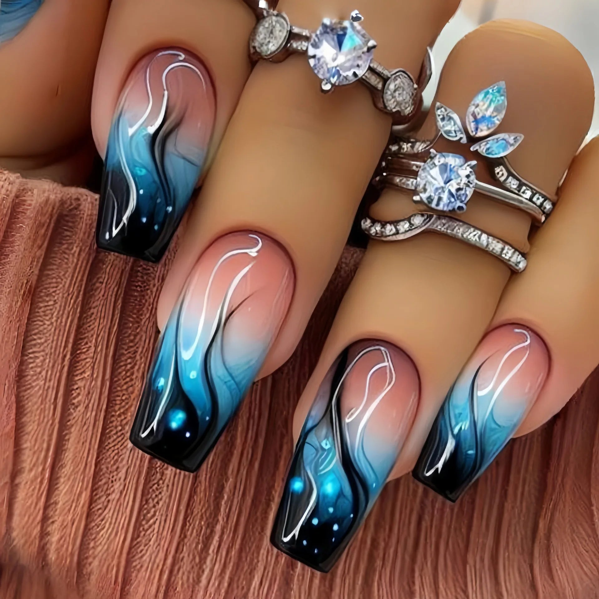 24pcs/set short Medium Long fake nails for women almond square ballet tips cute animals starry eyes Y2K press on false nails 1848