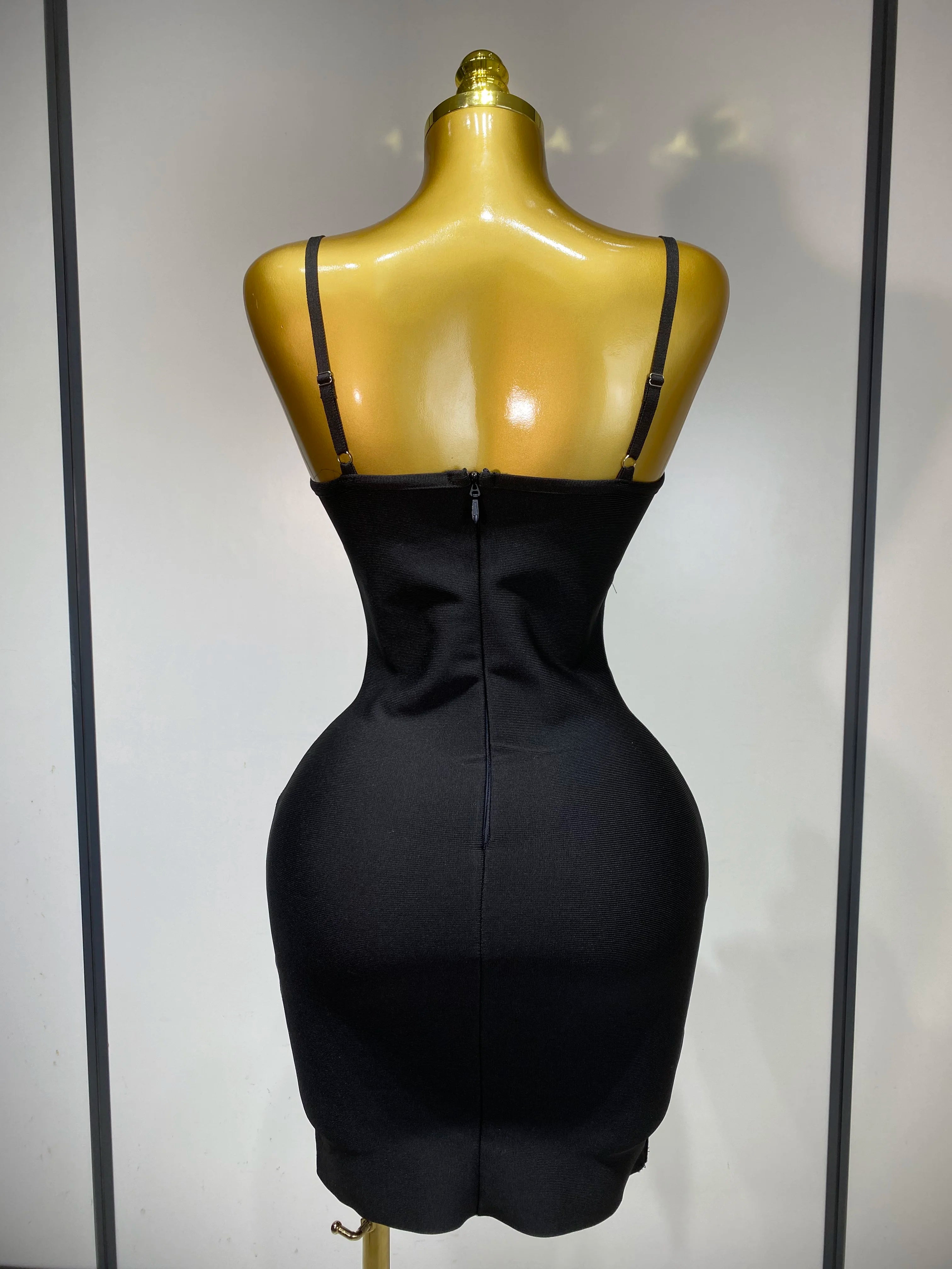 Women Fashion Sexy Backless Halter Black Midi Bodycon Bandage Dress 2025 Elegant Evening Club Luxury Birthday Party Dresses