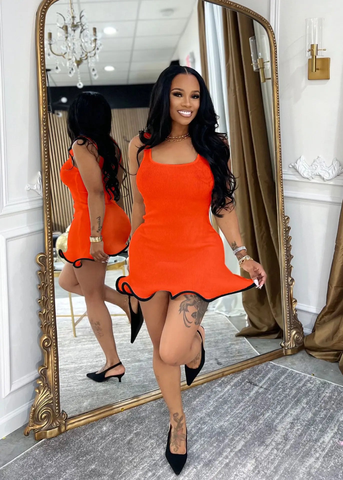 CM.YAYA Women Sleeveless O-neck Tank Mini Dress 2025 Summer Slim Sexy Sweet Club Party Evening High Street Ruffles Dresses