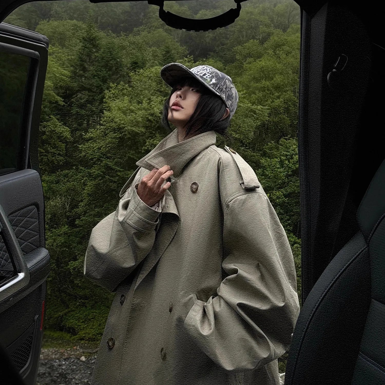 Lautaro Spring Autumn Oversized Trench Coat for Women Double Breasted Loose Casual Flowy Korean Fashion Clothes Overcoat 2025