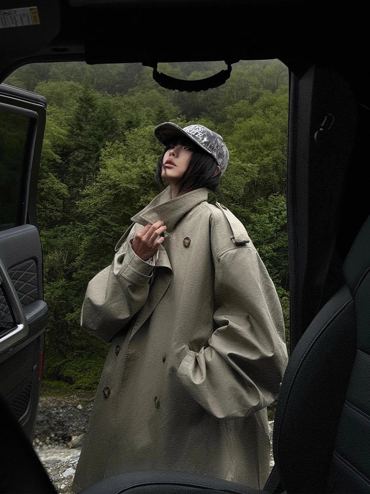 Lautaro Spring Autumn Oversized Trench Coat for Women Double Breasted Loose Casual Flowy Korean Fashion Clothes Overcoat 2025