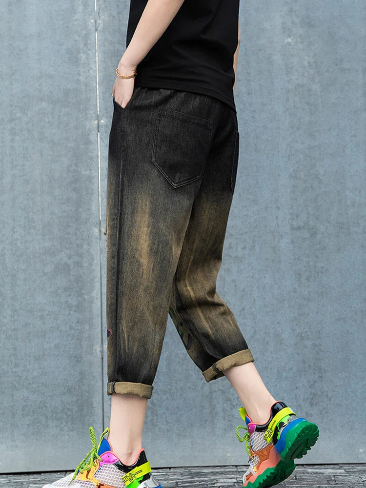 Max LuLu Spring Korean Loose Denim Pants Ladies Printed Classic Casual Elastic Jeans Womens Harajuku Vintage Harem Trousers