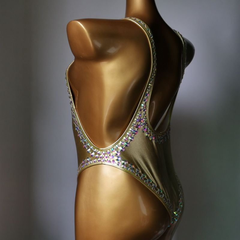 Sexy Backless Woman's One-Piece Swimsuit Luxury Crystal Rhinestone Diamond Swimwear High-End Customized Bathing Suit