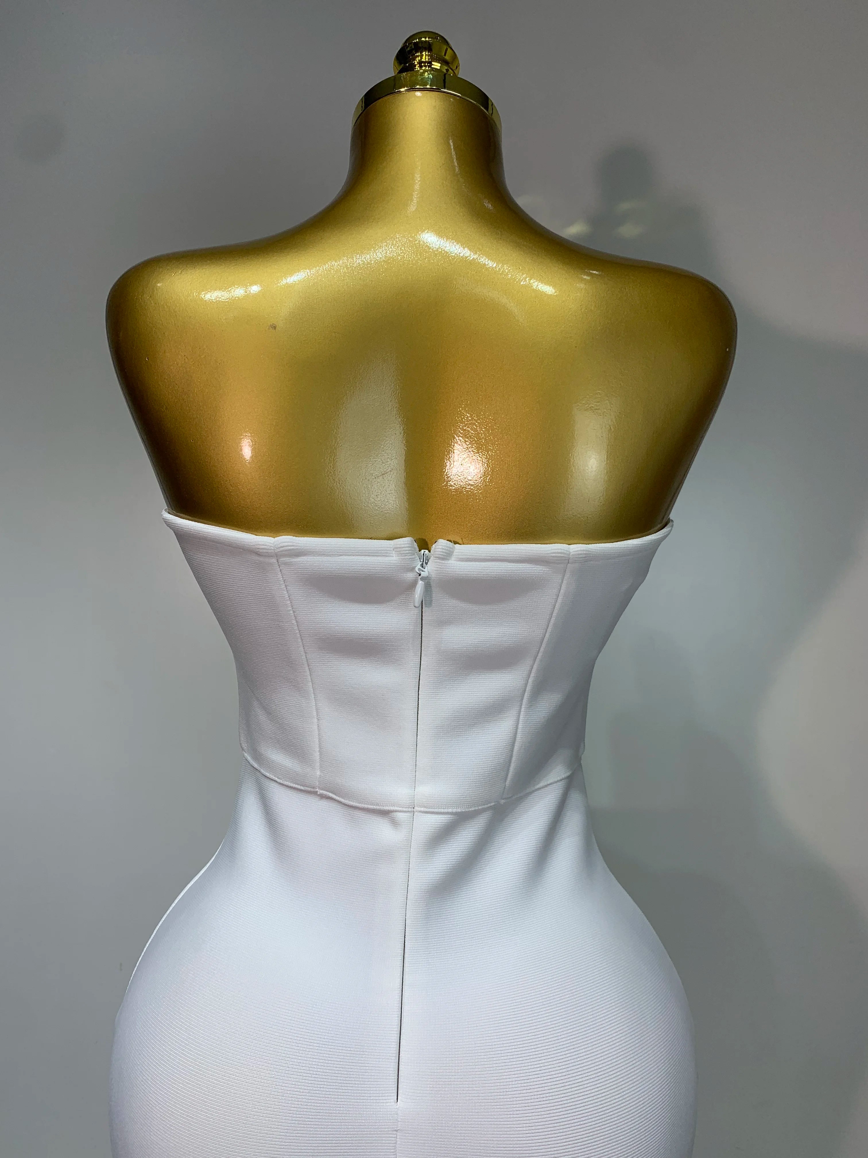 Luxury Rhinestone Sexy Strapless Backless Long Bodycon Bandage Dress 2025 White Elegant Evening Party Birthday Club Dress