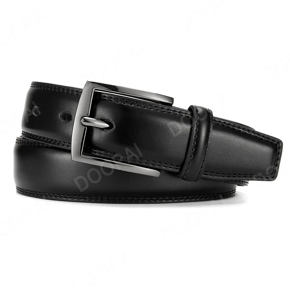 Men Belts Genuine Leather LONG Large Pin Buckle Metal Automatic Buckle Male Belts Strap Male