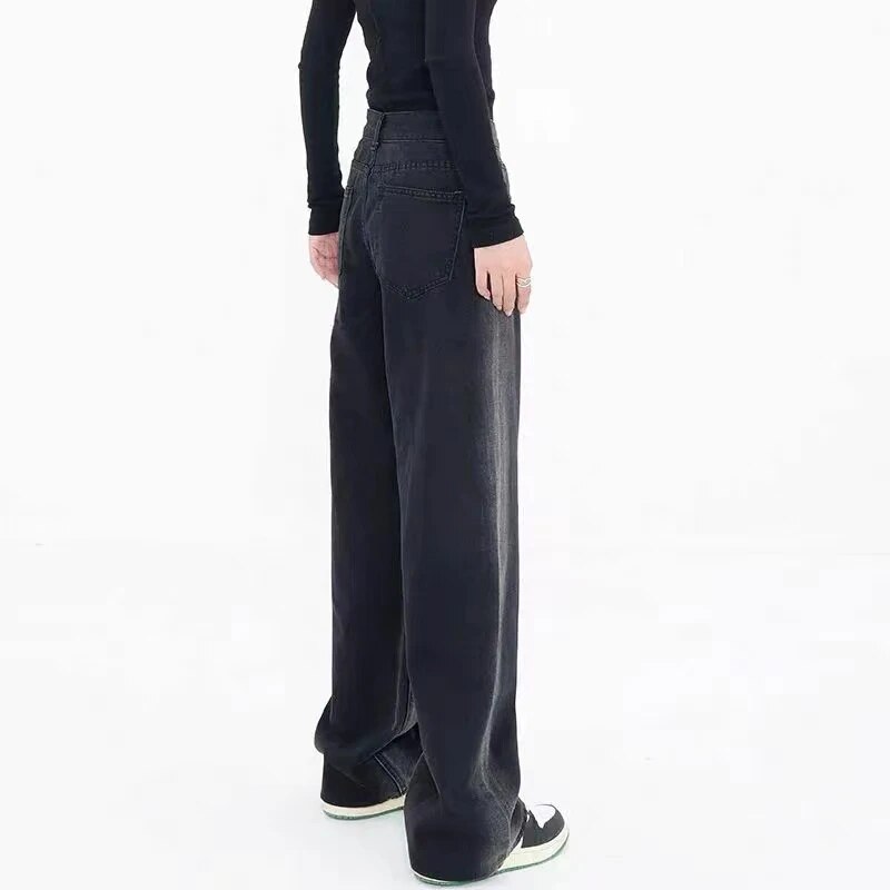 Y2K 2024 autumn and winter new gradual wash jeans for women design sense niche straight leg casual pants pants traf