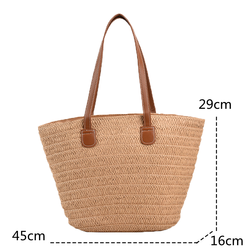 Women Braided Basket Clutches Top-handle Bag Large Straw Portable Shoulder Bag Summer Beach Party Purses Shopper Satchel Female