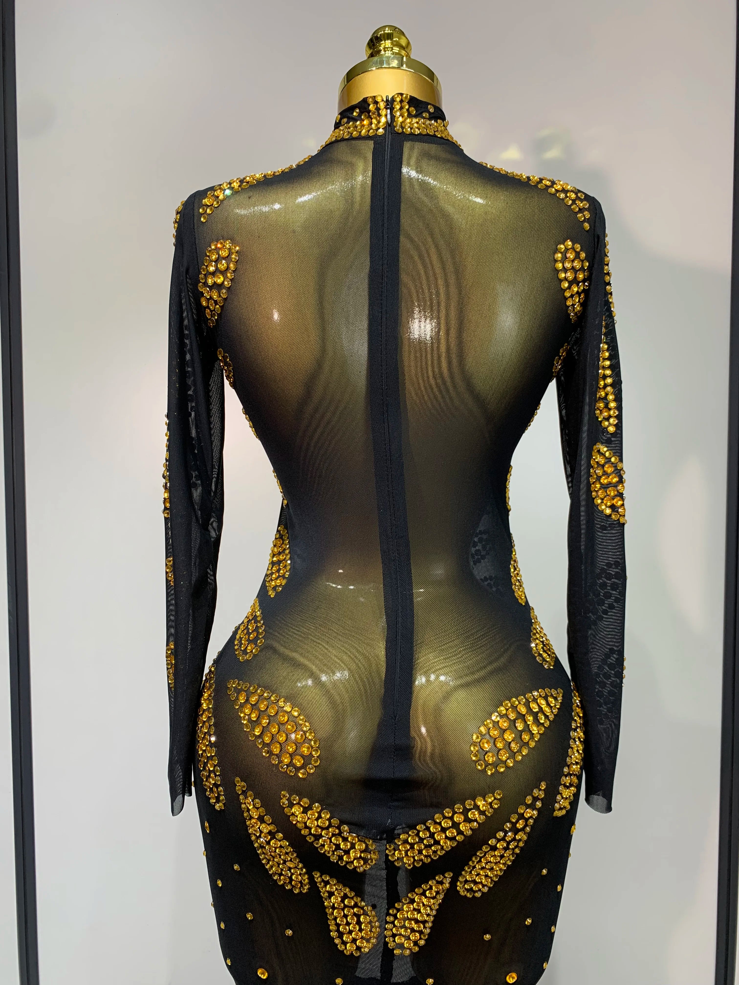 Stage Perform Dress Sexy Mesh Transparent Maxi Long Dress Nightclub Outfit Singer Dance Costume Elegant Party Dress