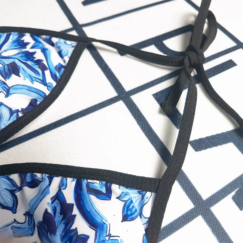 Luxury Brand Sexy Triangular Swimsuit Set Women Bikini And Pants Two-Piece Summer Suit Vintage Swimwear Bikinis Beach Outfits