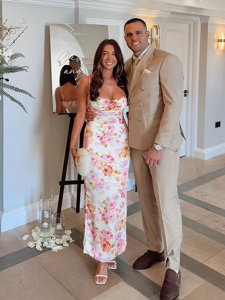 Suninheart – robe de soirée à imprimé Floral, bretelles Spaghetti, élégante, Maxi, moulante, pour invités de mariage, de vacances, nouvelle collection, été