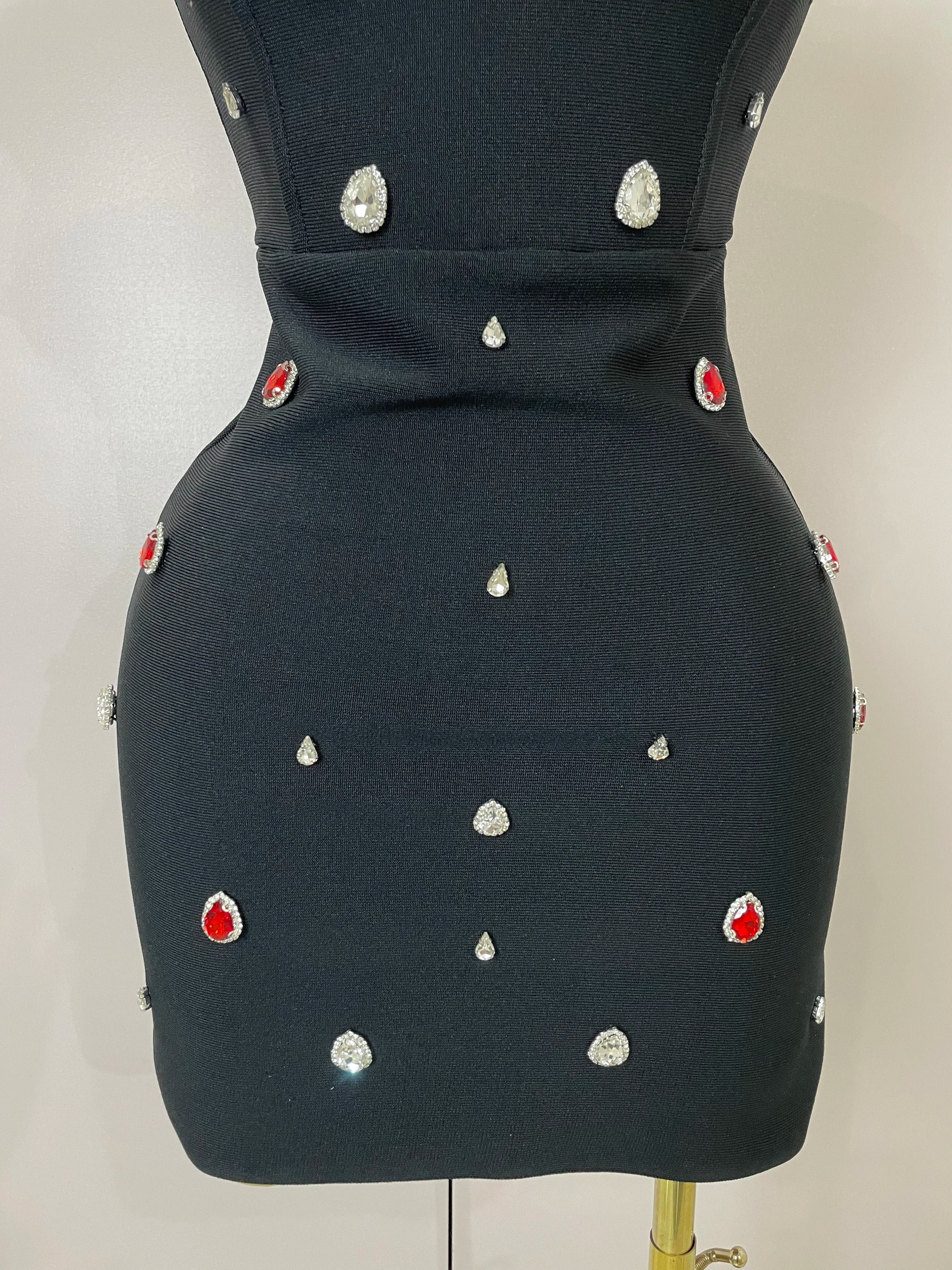 Sexy Strapless Colorful Crystal Bodycon Mini Bandage Dress 2025 Women New Elegant Party Celebrate Luxury Birthday Dress