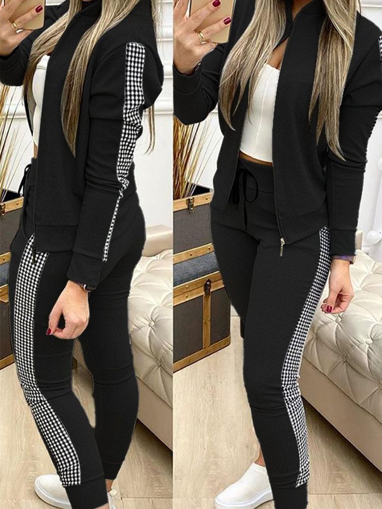 Femmes deux pièces ensemble tenues automne femmes survêtement fermeture éclair pantalons et haut décontracté Sport costume hiver 2 pièces femme ensemble