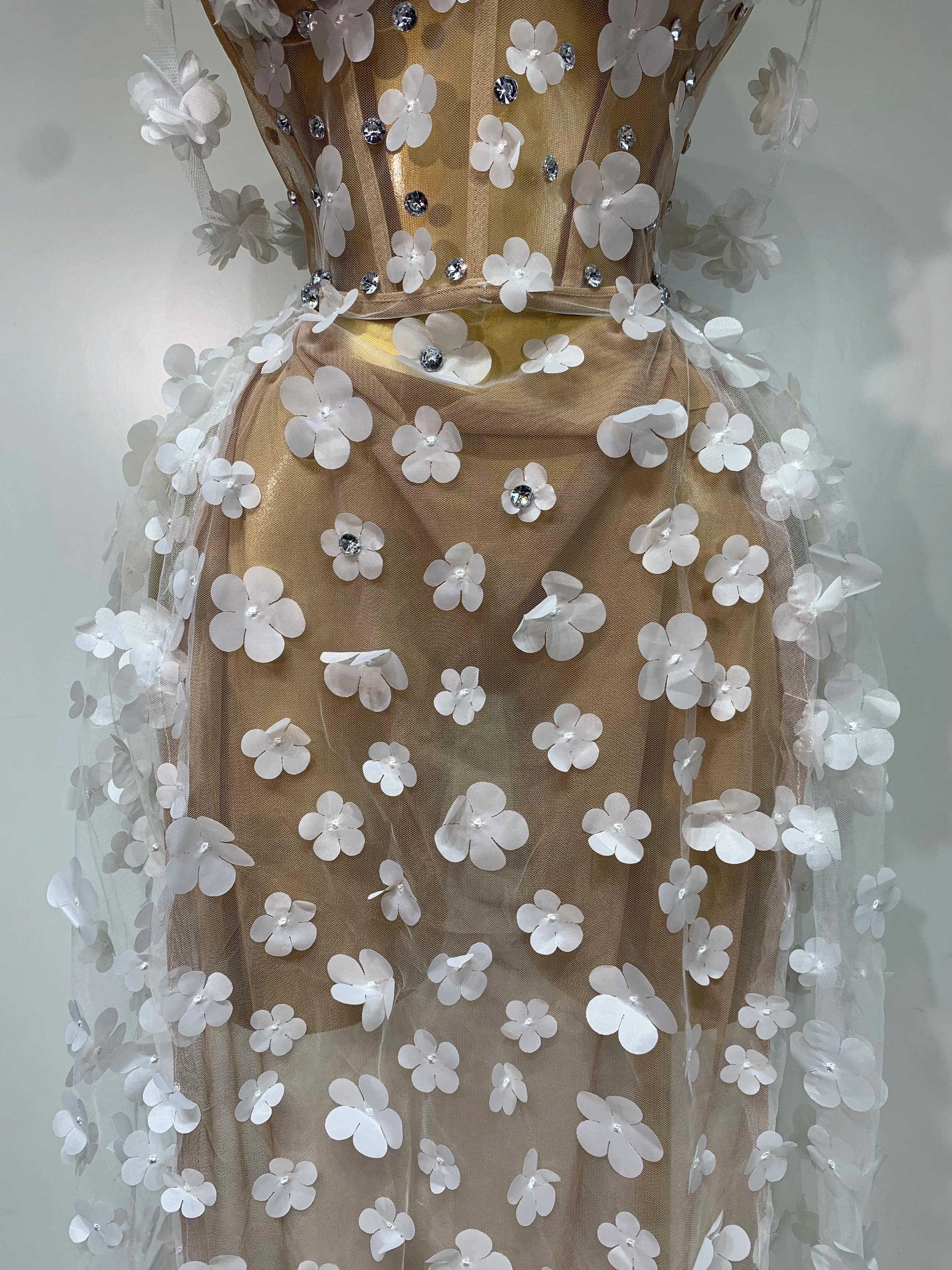 Women Sexy Elegant Party Dress Wedding Celebrate Evening Gown 2025 Mesh See Through Flowers Backless Prom Hotwife Outfit