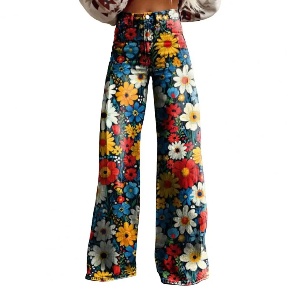 Women Trousers All-season Style Women Trousers Stylish Women's Wide-leg Pants Breathable Non-fading Streetwear Trousers for A Blue