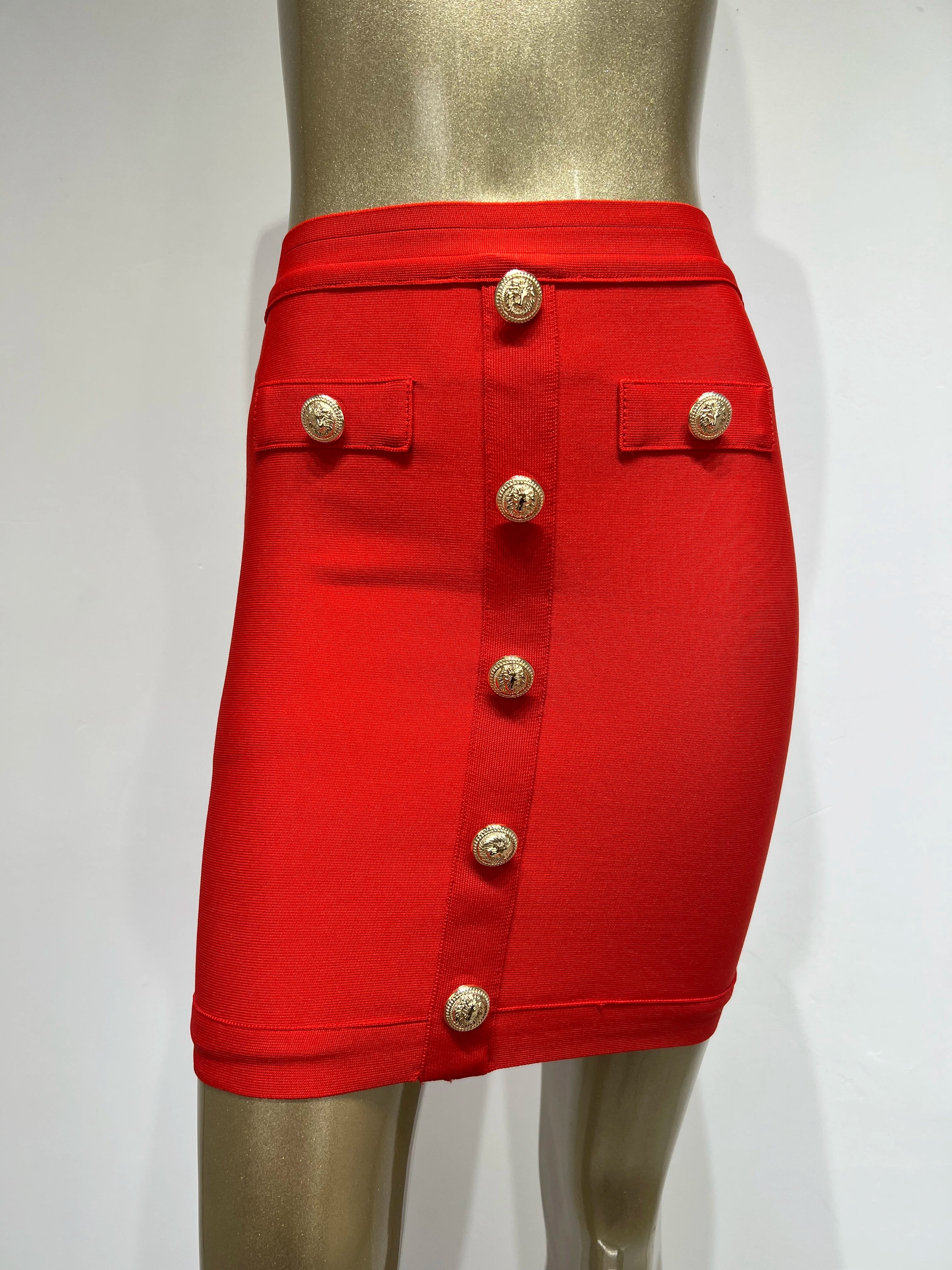 5 Colors Women Sexy Button Fashion Bodycon Mini Skirts Rayon Bandage Pencil Skirt Celebrate Casual Wear High Quality