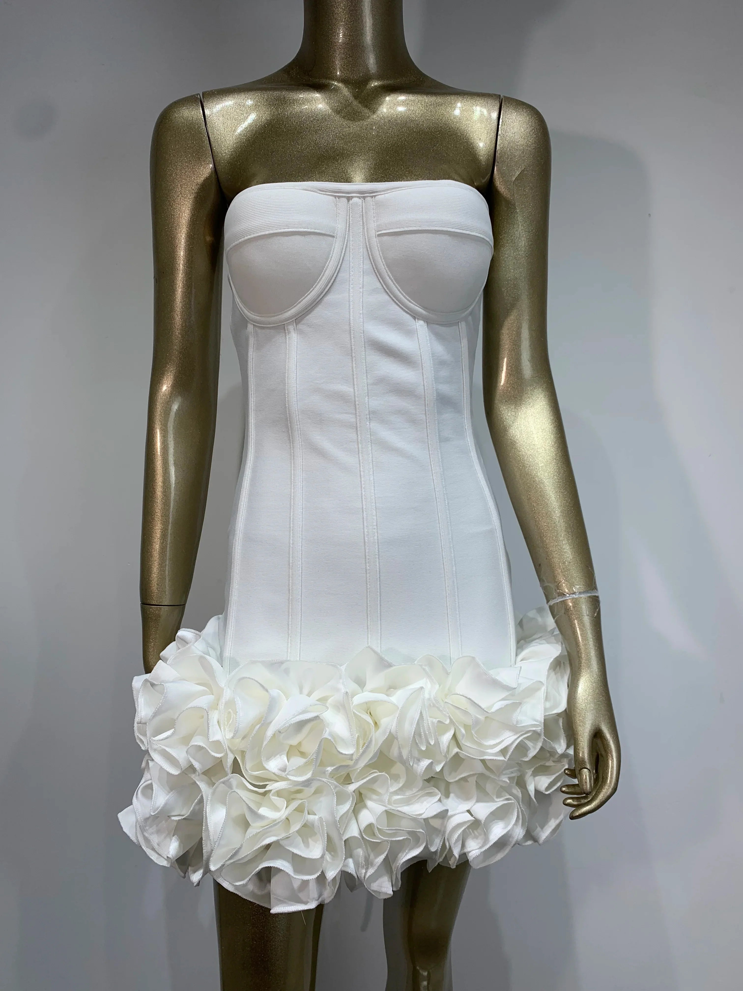 Ladies Sexy Strapless Backless Red Flower Mini Bandage Women Celebrity Dress 2025 Elegant Party Evening Club Vestido Clothing