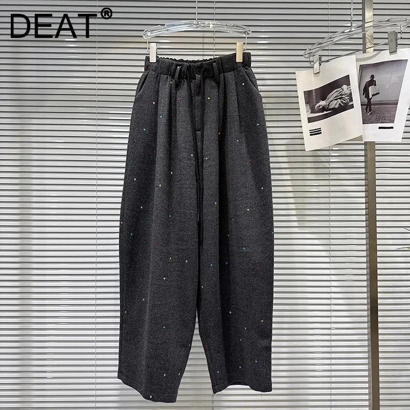 Winter New Style Fashion Colorful Embroidered Loose Elastic Waist Harem Pants For Women Casual Pant Female 11A07644