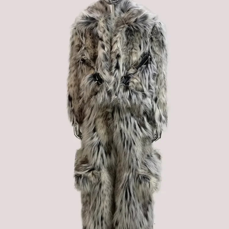 Mauroicardi Winter Long Colorful Thick Warm Hairy Fluffy Faux Fox Fur Wide Leg Pants Men Luxury Designer Emo Clothes Streetwear