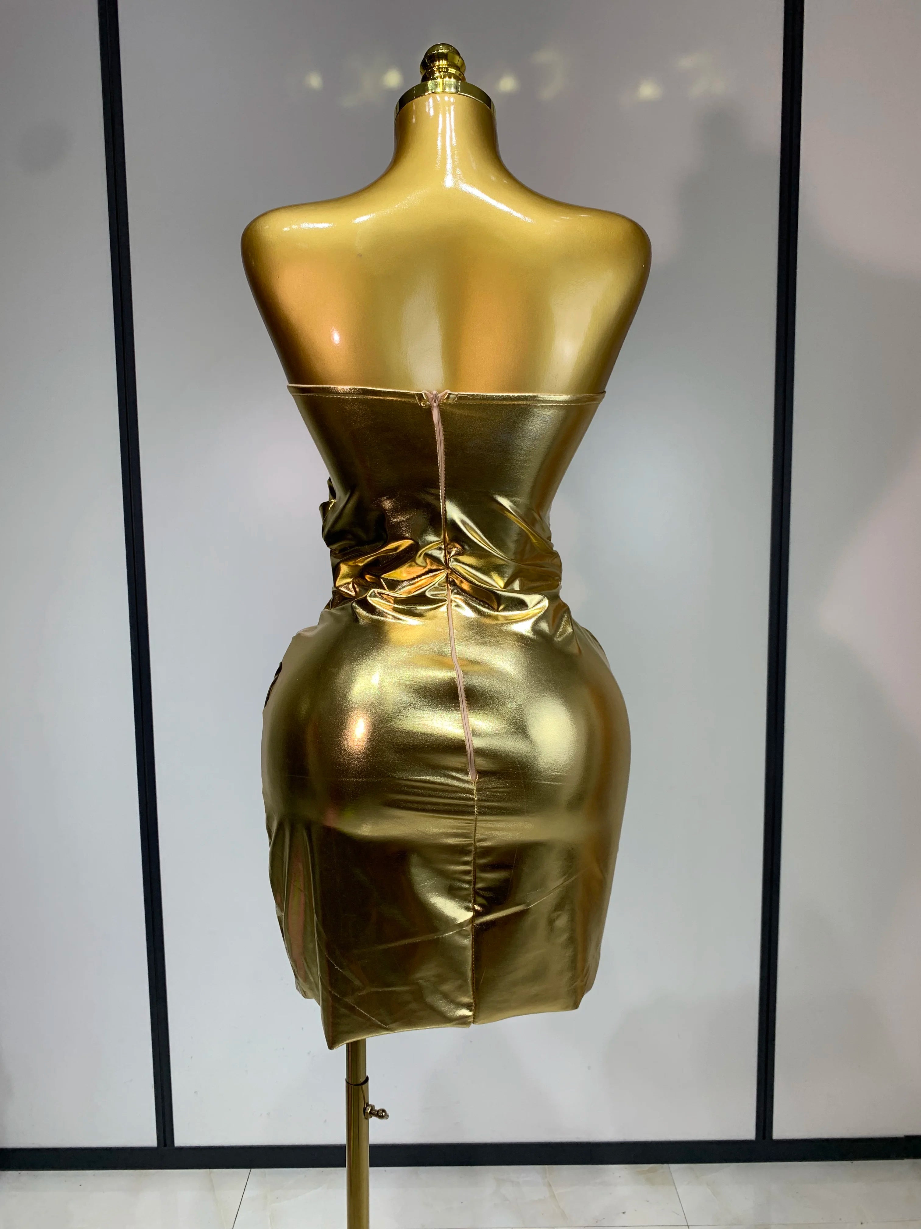 Sparkly Rhinestone Sexy Strapless Bodycon Mini Dress Women Luxury Birthday Evening Party Celebrate Performance Stage Costume