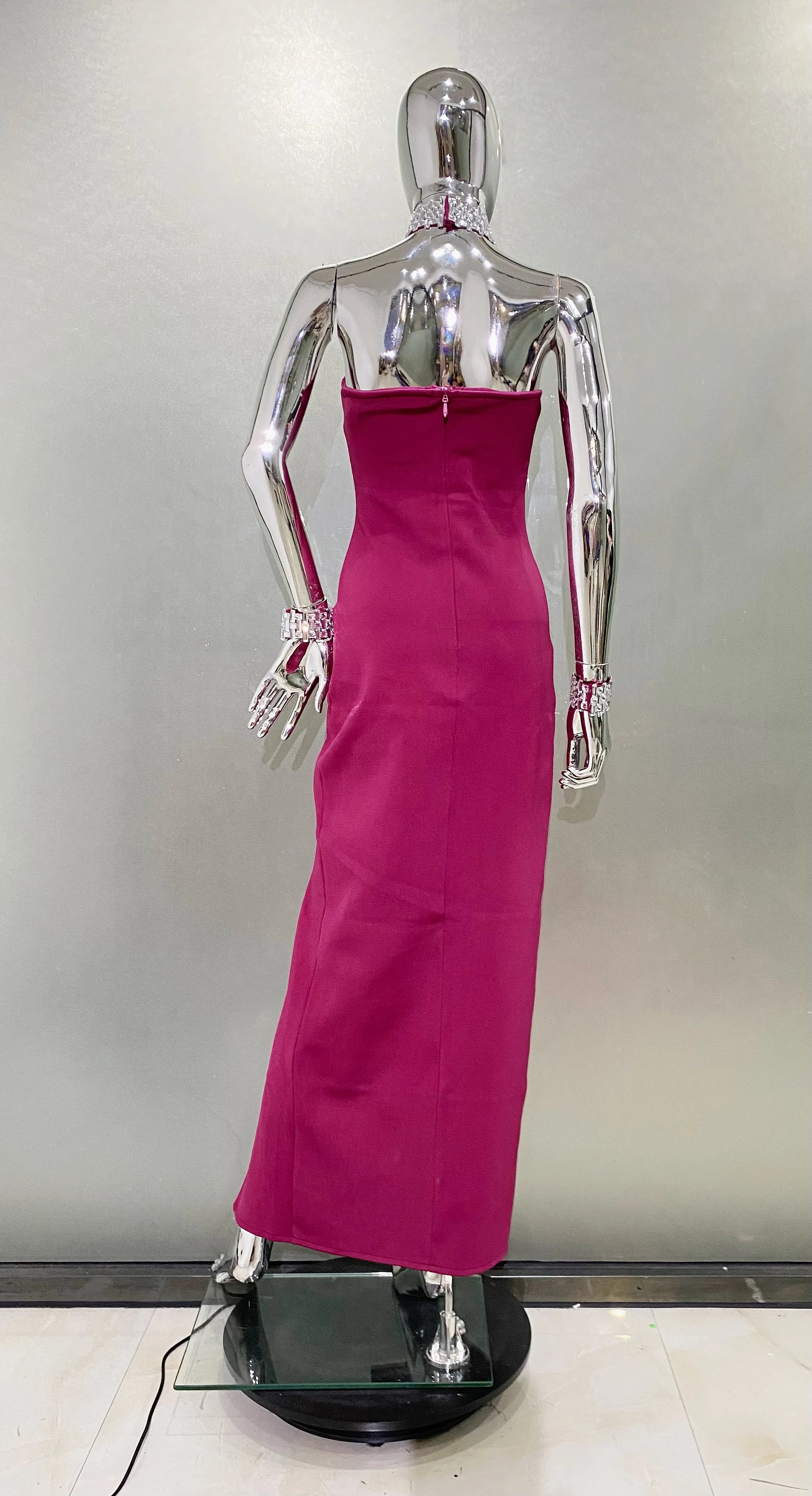 Purple Black Sparkly Crystal Women Sexy Off the Shoulder Halter Bodycon Long Bandage Dress Elegant Evening Party Prom Dress