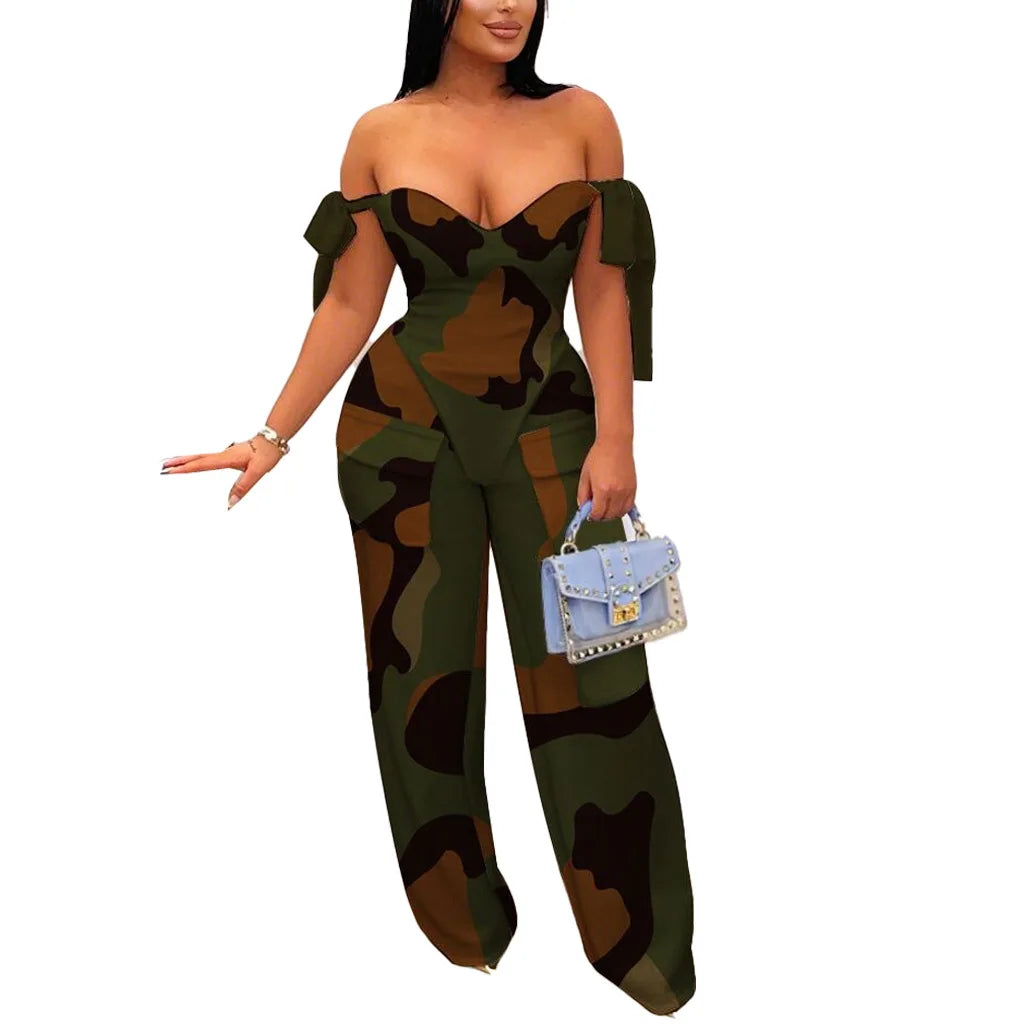 CM.YAYA Oil Painting Printed Women's Set Lace Up Back Crop Top and Pants Suit 2024 Fall Winter Two 2 Piece Sets Outfit Tracksuit