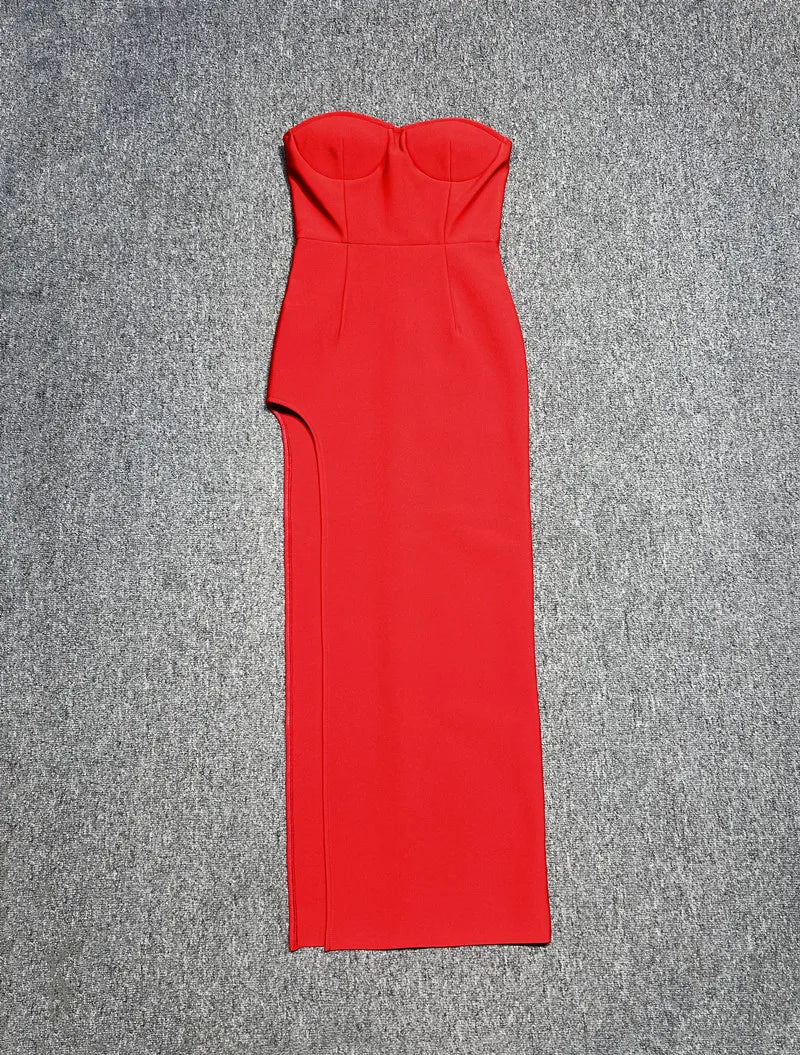 Women Sexy Strapless Bodycon Long Bandage Dress Celebrate Wedding Mermaid Fashion Birthday Outfit Vestido