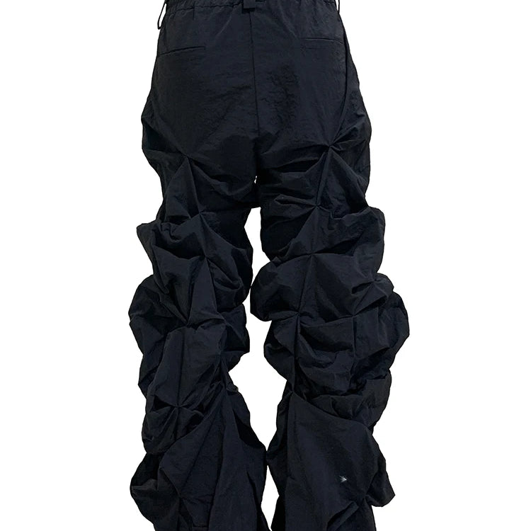 Lautaro Autumn Long Black Waterproof Stacked Pants for Mens with High Elastic Waist Luxury Designer European Fashion Clothing