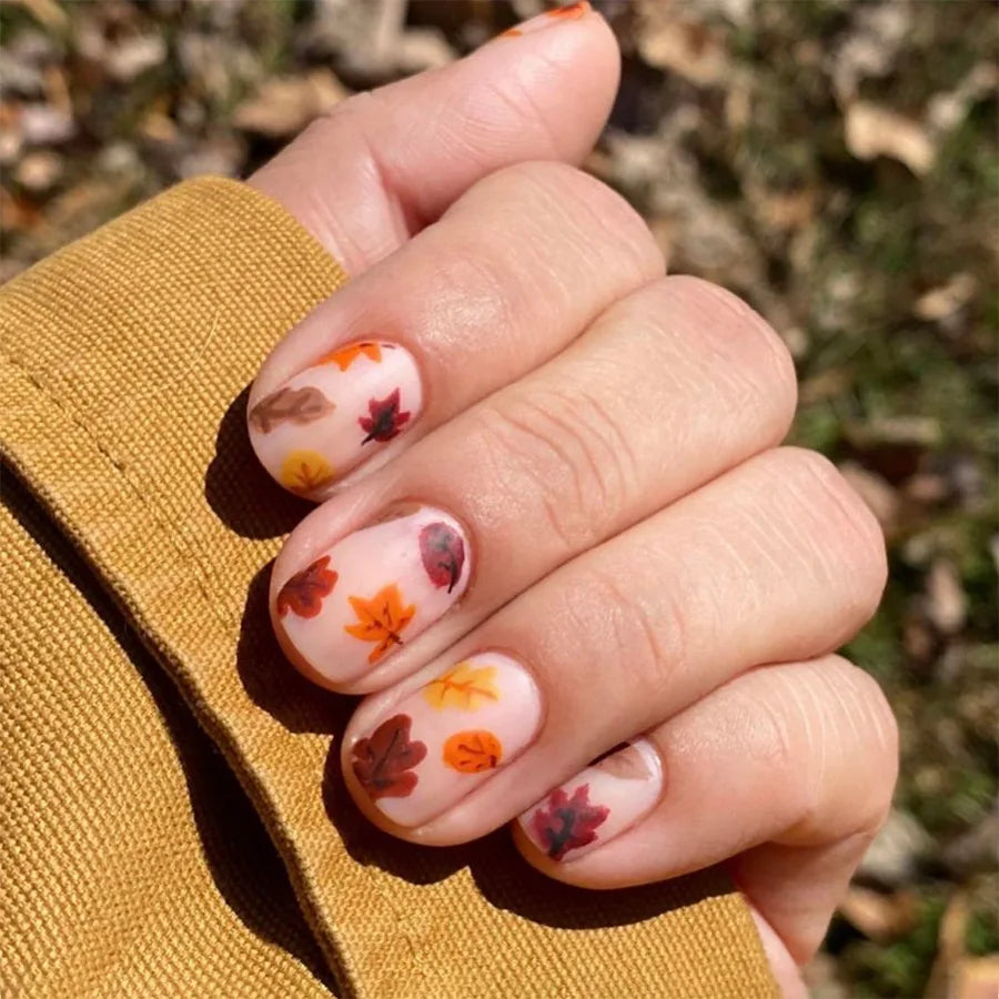 24pcs/set Meduim long fake nails for women peach flowers heart for Spring summer Square faux ongles press on false nail art tips 1528