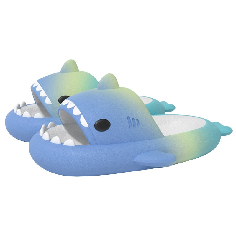 Summer Shark Slides For Women Men New Fashion Slippers Home Couple Thick Soled Non-slip Sandals Outdoor Beach Flip Flops blue Yellow Green3