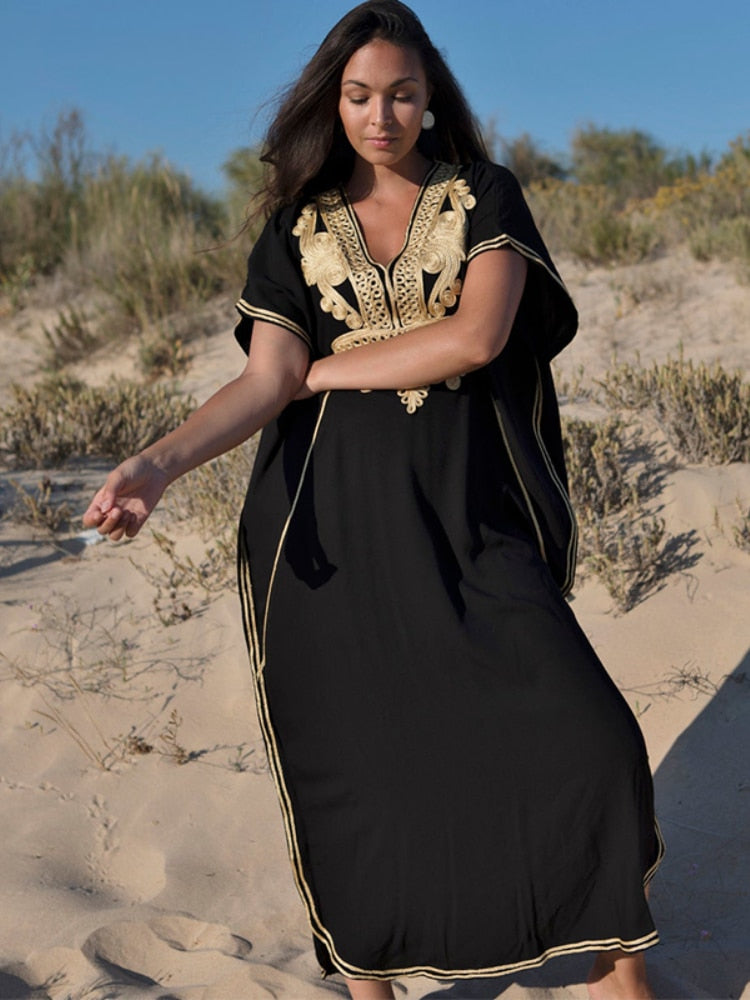 Plus Size Kaftan Tunic Beach Dress Swim Wear Bathing Suit Cover Up