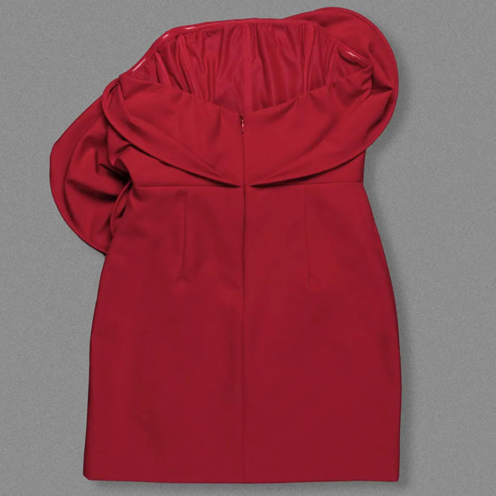 2024 Sexy Women 3D Flower Design Christmas Dress Strapless Sleeveless Bodycon Bareback Mini Dress Cocktail Evening Party Vestido