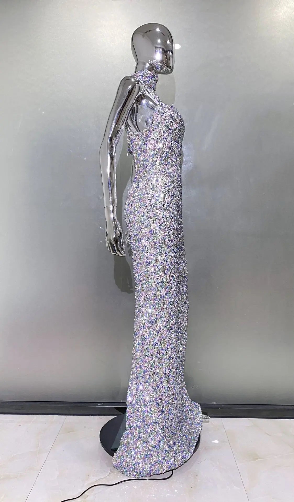 Shinning Sequins Women Sleeveless Sexy Square Collar Bodycon Long Fashion Evening Party Dress Birthday Prom Outfit Vestido