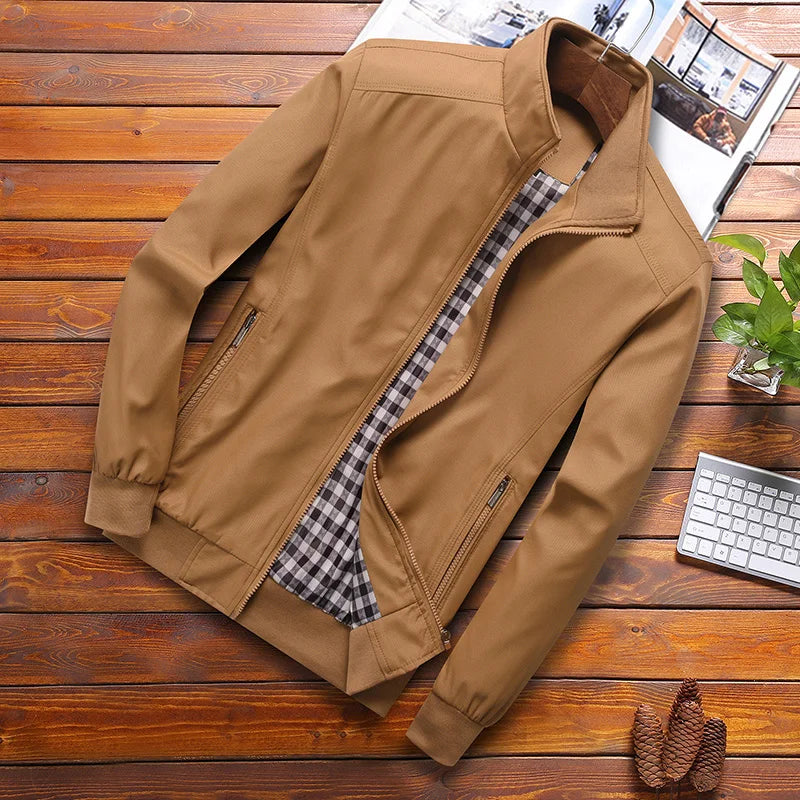 Spring Autumn Casual Solid Fashion Slim Bomber Jacket Men Overcoat Baseball Jackets Men's Jacket